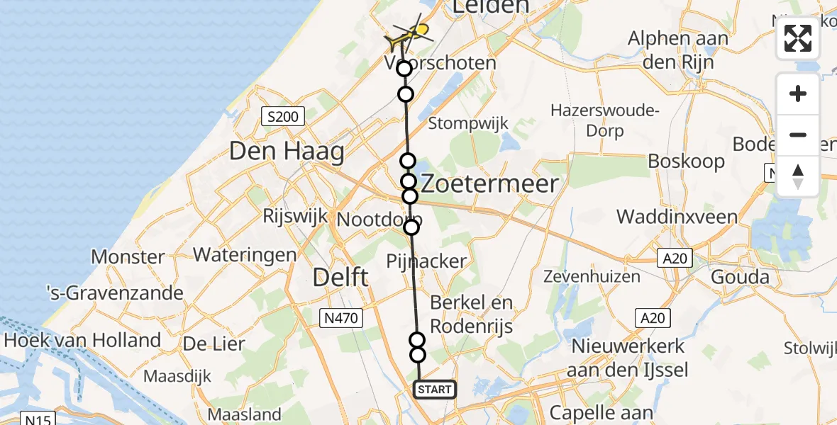 Routekaart van de vlucht: Lifeliner 2 naar Wassenaar