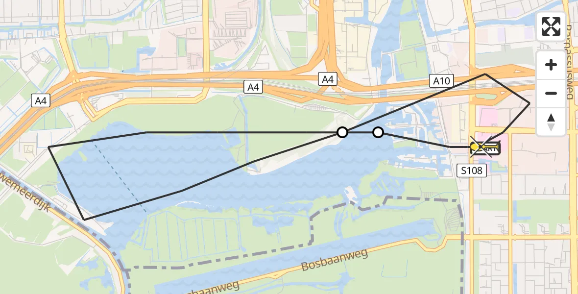 Routekaart van de vlucht: Lifeliner 1 naar VU Medisch Centrum Amsterdam