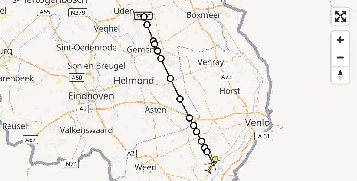 Routekaart van de vlucht: Lifeliner 3 naar Neer