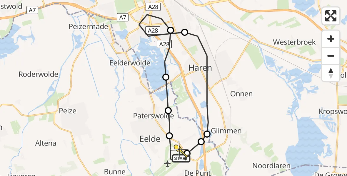 Routekaart van de vlucht: Lifeliner 4 naar Groningen Airport Eelde