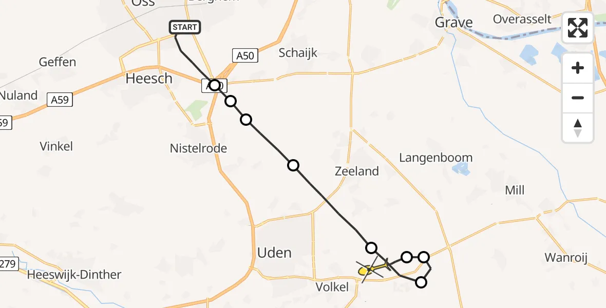 Routekaart van de vlucht: Lifeliner 3 naar Vliegbasis Volkel