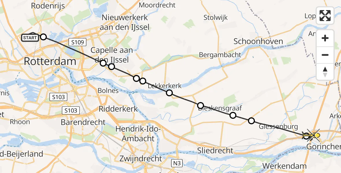 Routekaart van de vlucht: Lifeliner 2 naar Gorinchem