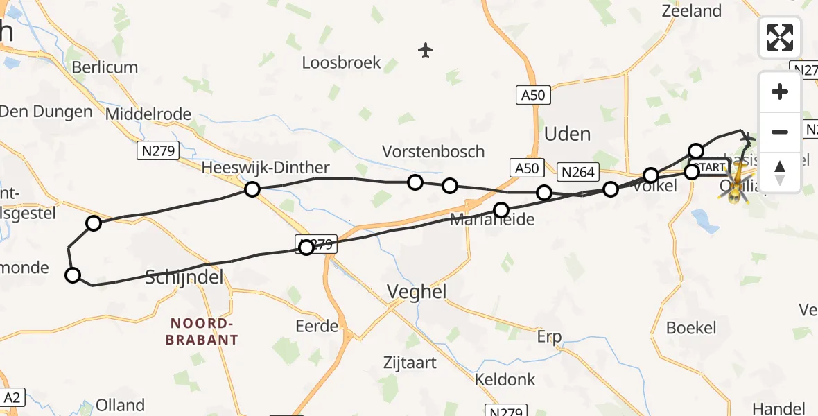Vluchtroute Traumahelikopter Vliegbasis Volkel - Vliegbasis Volkel, 15 september 2022, 13:01