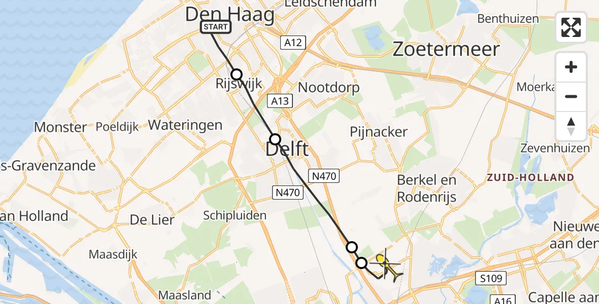 Routekaart van de vlucht: Lifeliner 2 naar Rotterdam The Hague Airport