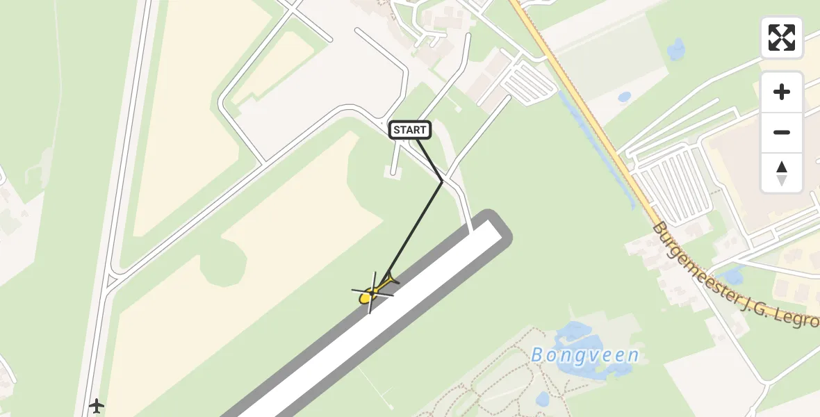 Routekaart van de vlucht: Traumahelikopter naar Groningen Airport Eelde
