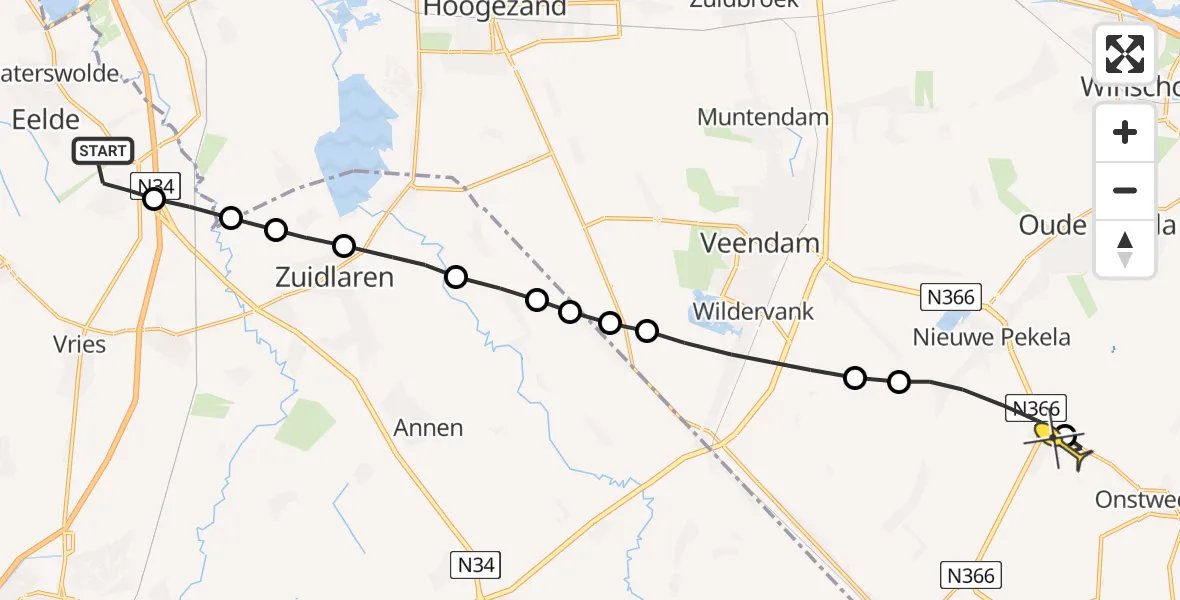 Routekaart van de vlucht: Lifeliner 4 naar Alteveer