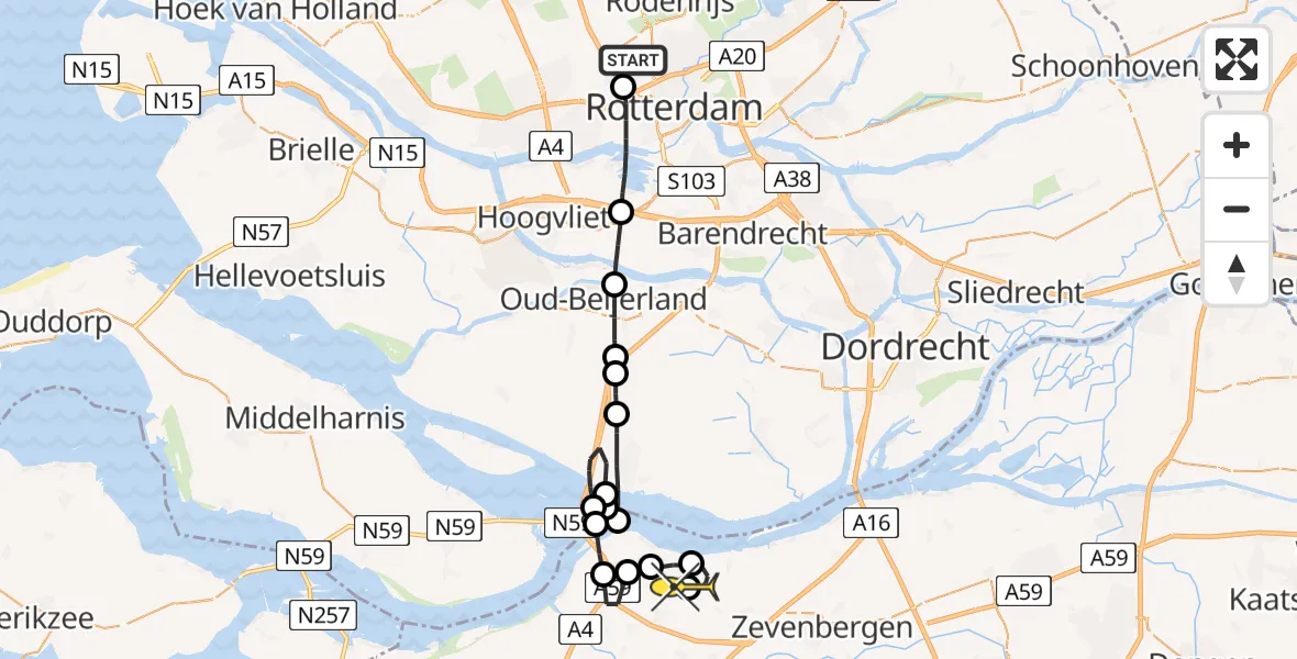 Routekaart van de vlucht: Lifeliner 2 naar Willemstad