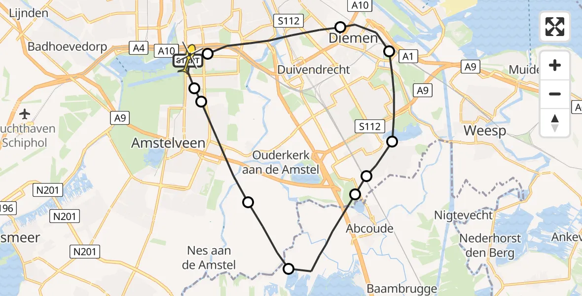 Routekaart van de vlucht: Lifeliner 1 naar VU Medisch Centrum Amsterdam