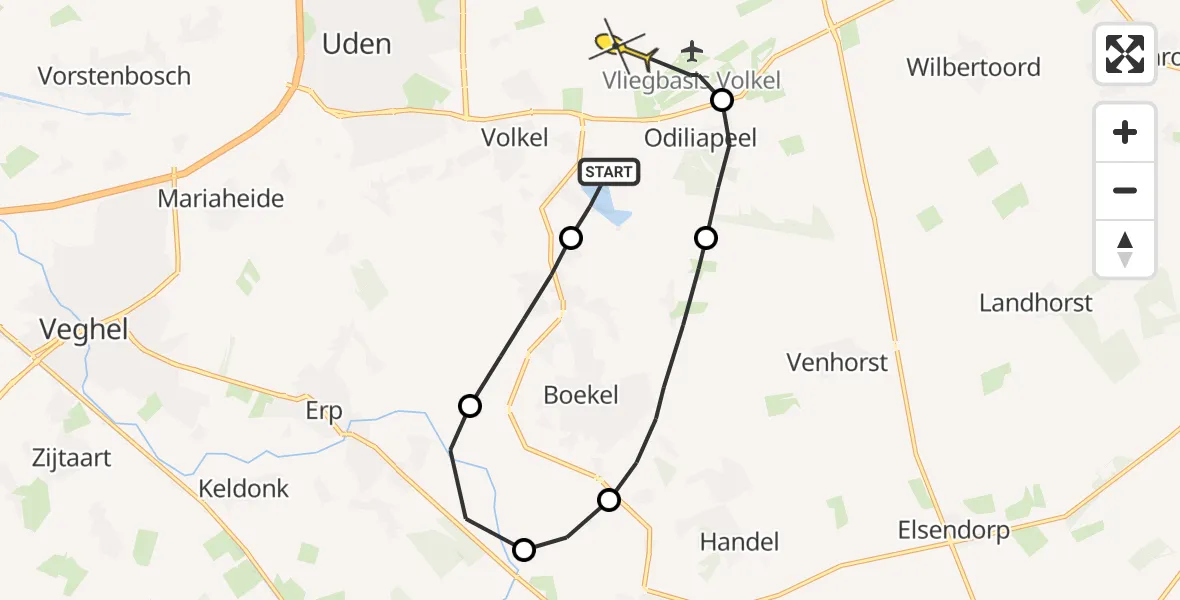 Routekaart van de vlucht: Lifeliner 3 naar Vliegbasis Volkel