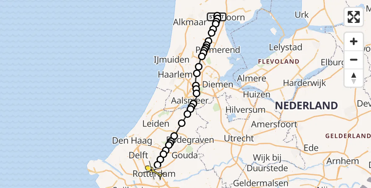 Routekaart van de vlucht: Lifeliner 2 naar Rotterdam