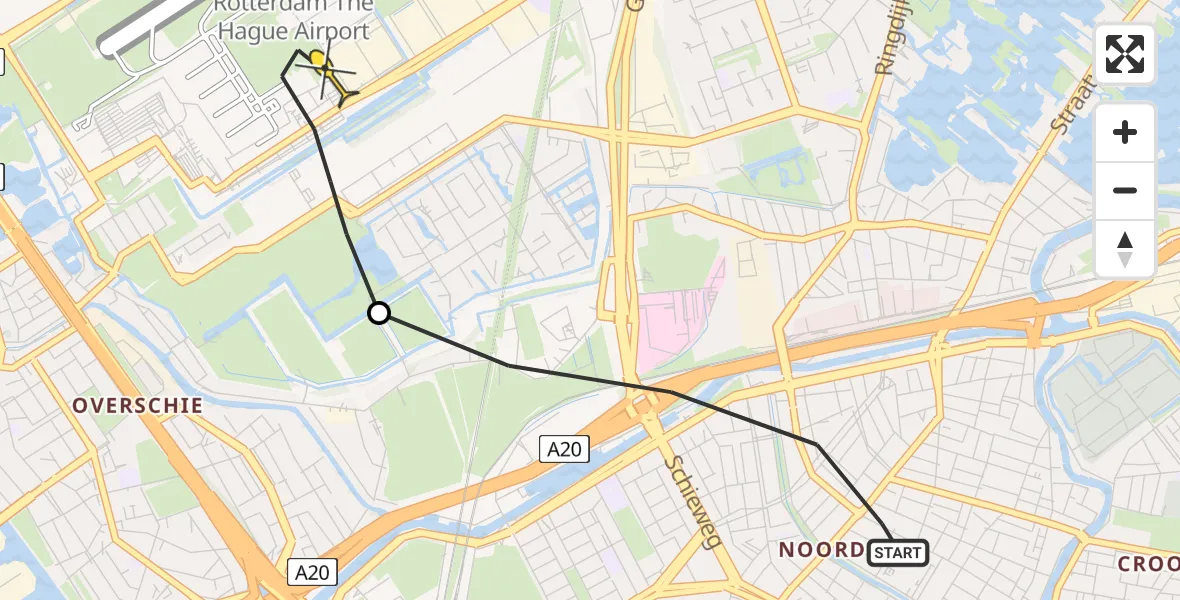 Routekaart van de vlucht: Lifeliner 2 naar Rotterdam The Hague Airport