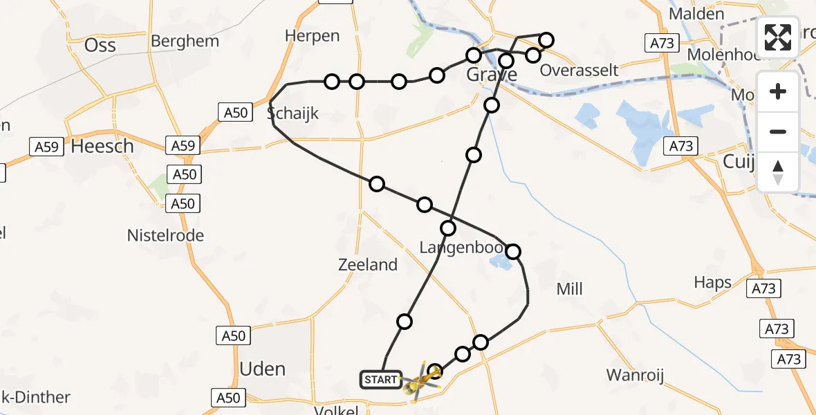 Vluchtroute Traumahelikopter Vliegbasis Volkel - Vliegbasis Volkel, 16 september 2022, 15:34