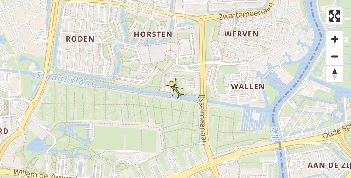 Routekaart van de vlucht: Lifeliner 2 naar Leiden