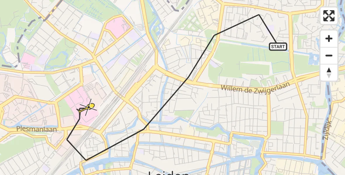 Routekaart van de vlucht: Lifeliner 2 naar Leiden