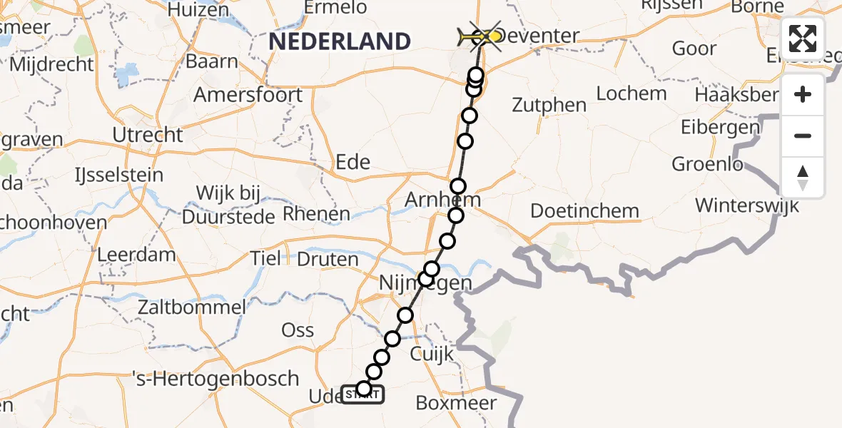 Routekaart van de vlucht: Lifeliner 3 naar Beemte Broekland