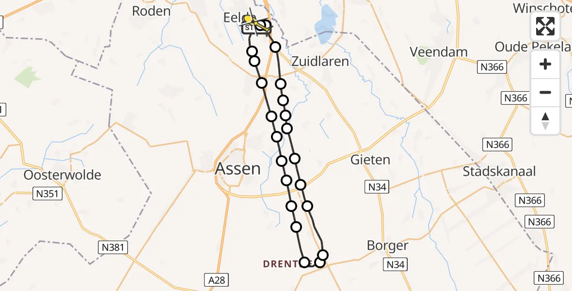 Routekaart van de vlucht: Lifeliner 4 naar Groningen Airport Eelde