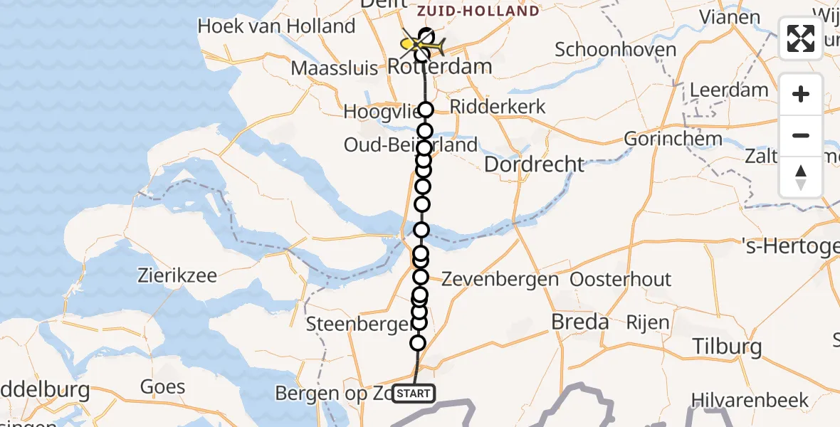 Routekaart van de vlucht: Lifeliner 2 naar Rotterdam The Hague Airport