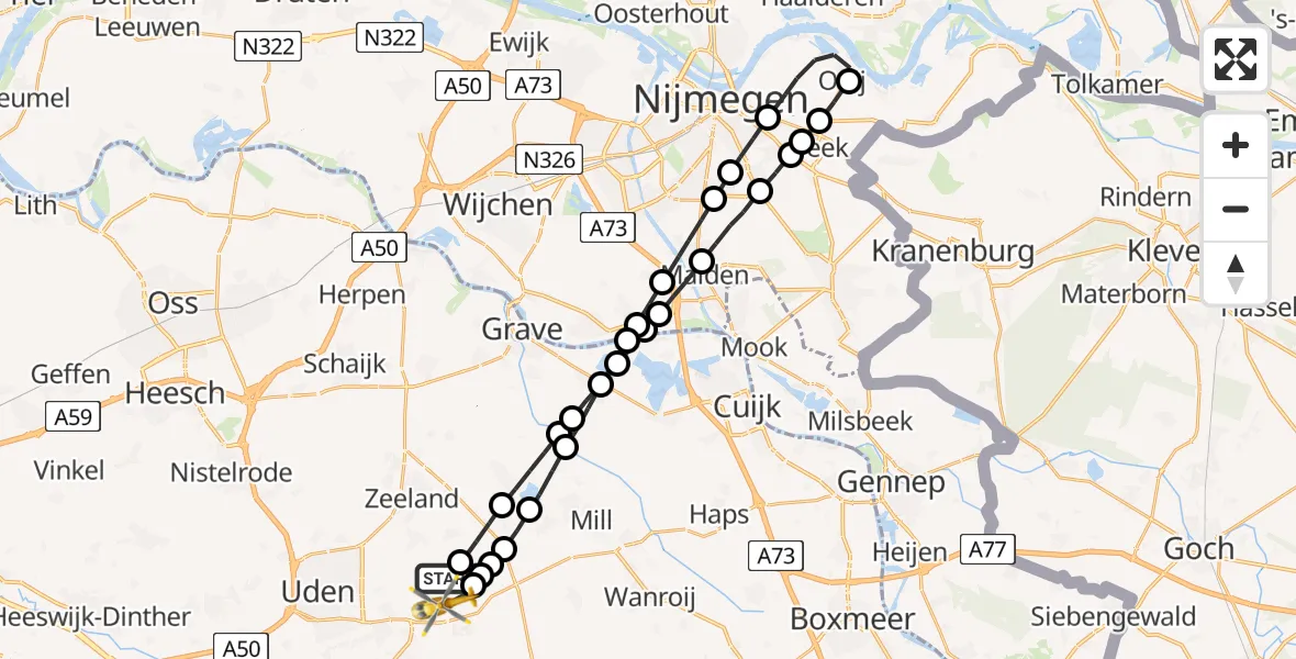 Vluchtroute Traumahelikopter Vliegbasis Volkel - Vliegbasis Volkel, 17 september 2022, 04:21