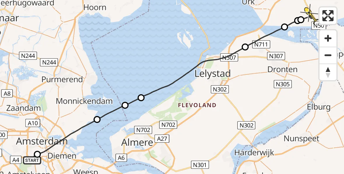 Routekaart van de vlucht: Lifeliner 1 naar Ens