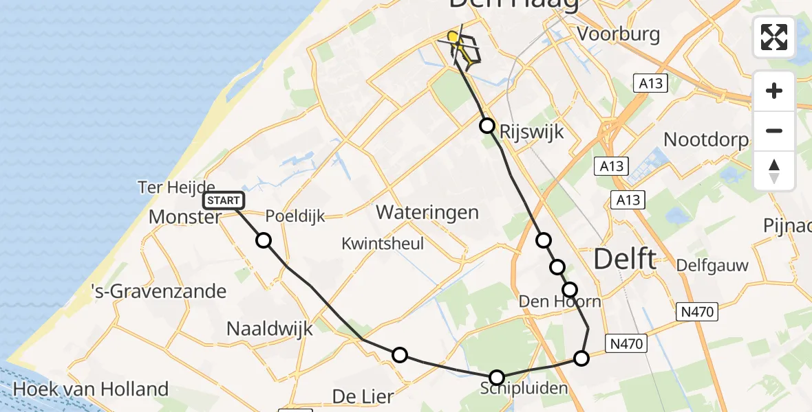 Routekaart van de vlucht: Lifeliner 2 naar Den Haag