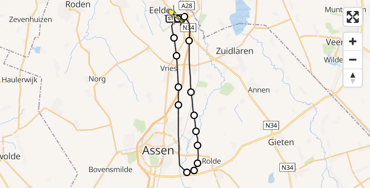 Routekaart van de vlucht: Lifeliner 4 naar Groningen Airport Eelde