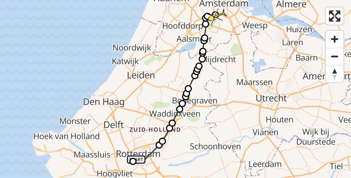 Routekaart van de vlucht: Lifeliner 1 naar VU Medisch Centrum Amsterdam