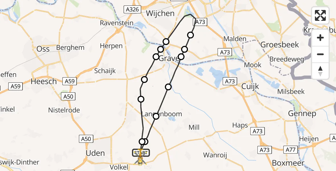 Vluchtroute Traumahelikopter Vliegbasis Volkel - Vliegbasis Volkel, 17 september 2022, 17:32