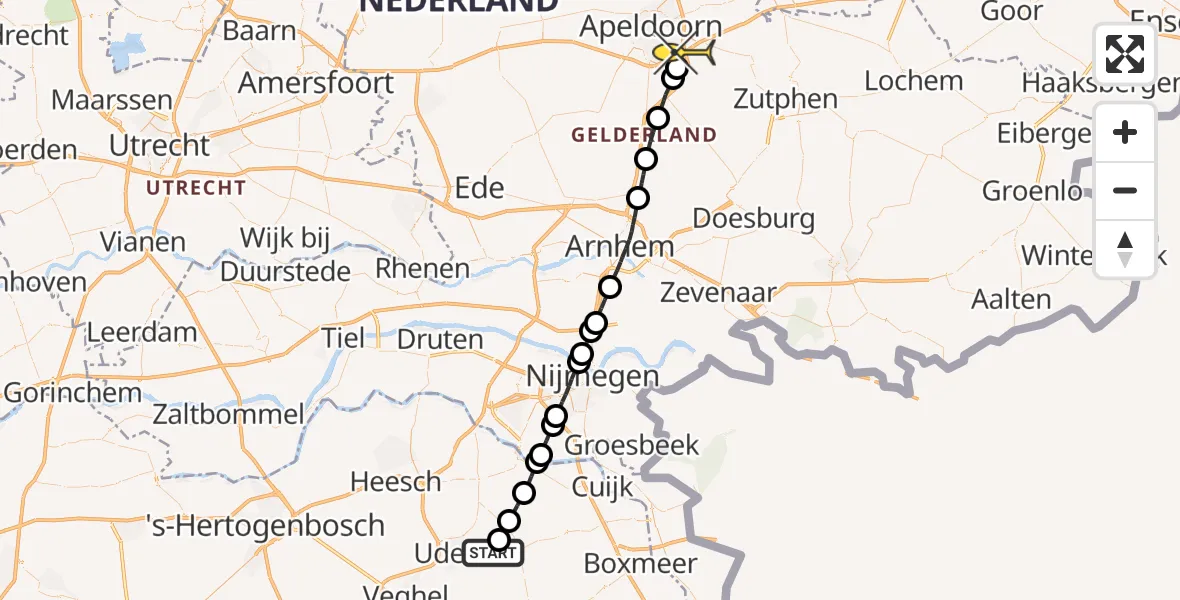 Routekaart van de vlucht: Lifeliner 3 naar Klarenbeek