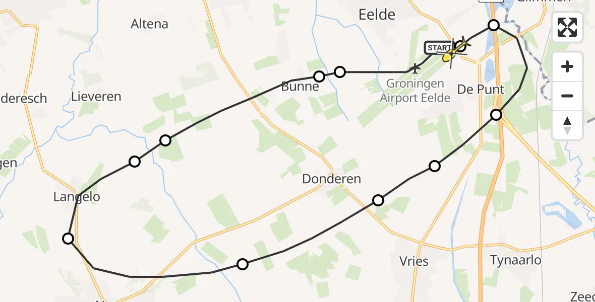 Routekaart van de vlucht: Lifeliner 4 naar Groningen Airport Eelde
