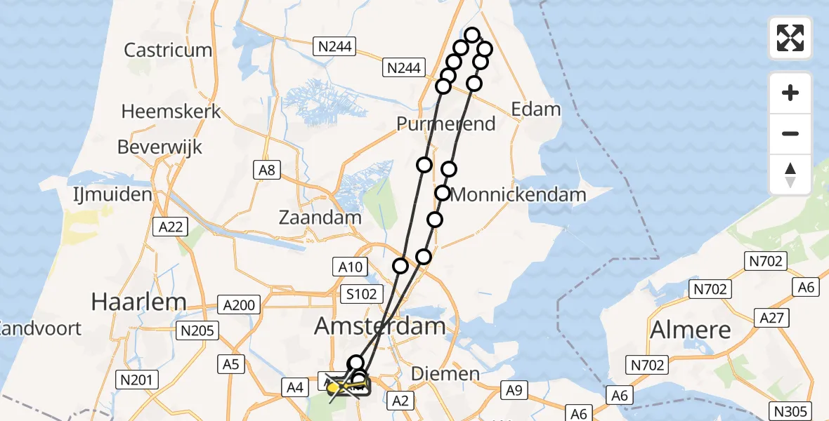 Routekaart van de vlucht: Lifeliner 1 naar VU Medisch Centrum Amsterdam