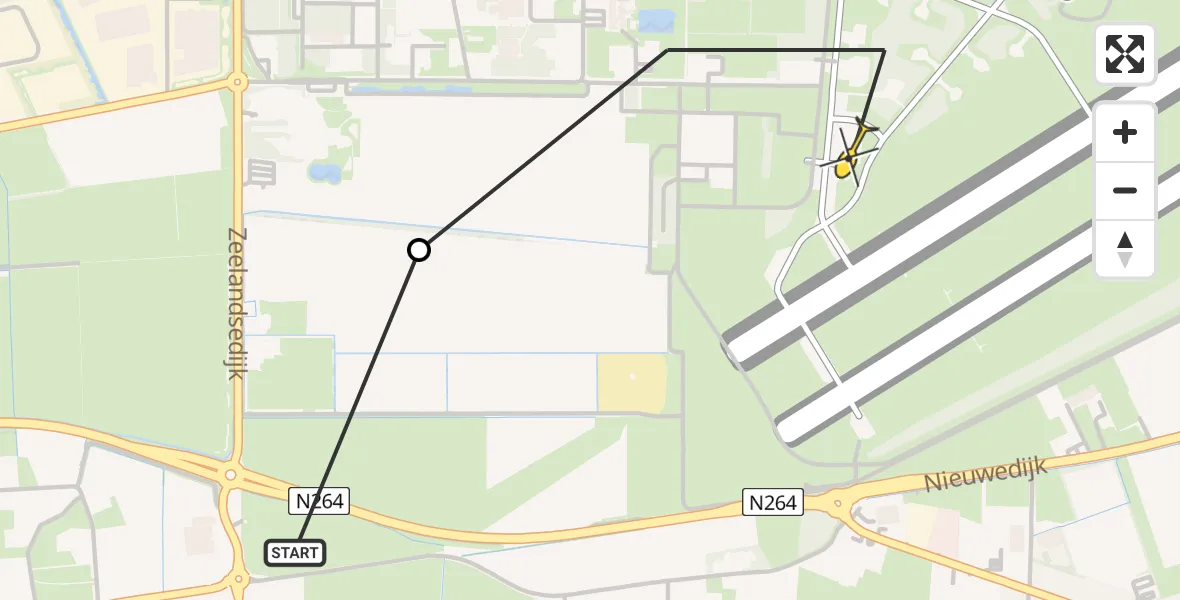 Routekaart van de vlucht: Lifeliner 3 naar Vliegbasis Volkel