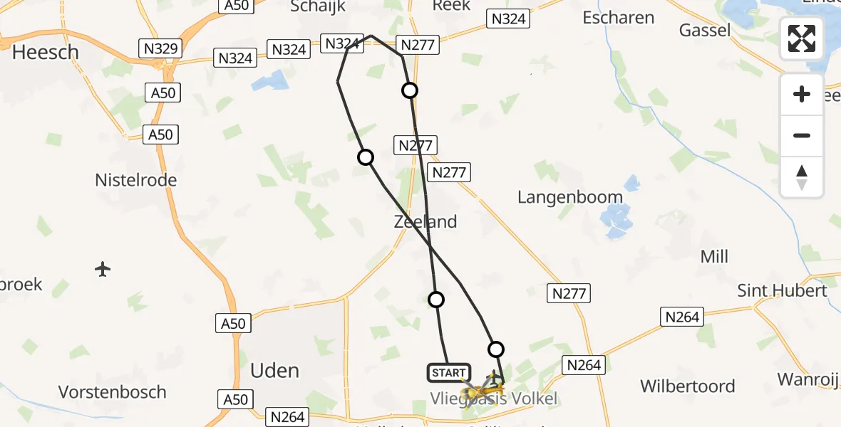 Vluchtroute Traumahelikopter Vliegbasis Volkel - Vliegbasis Volkel, 18 september 2022, 08:30
