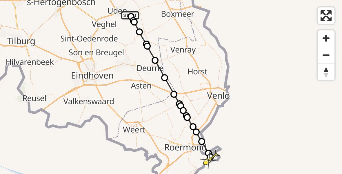 Routekaart van de vlucht: Lifeliner 3 naar Vlodrop