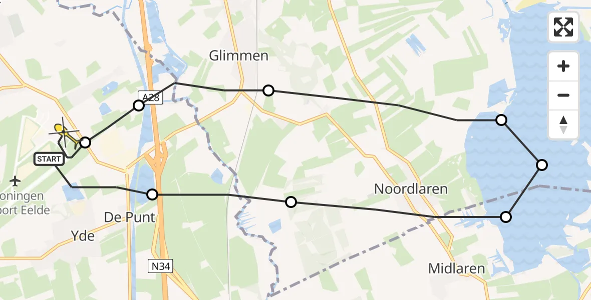 Routekaart van de vlucht: Lifeliner 4 naar Groningen Airport Eelde
