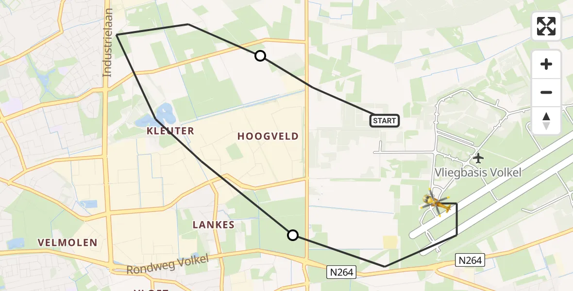 Vluchtroute Traumahelikopter Vliegbasis Volkel - Vliegbasis Volkel, 18 september 2022, 14:28