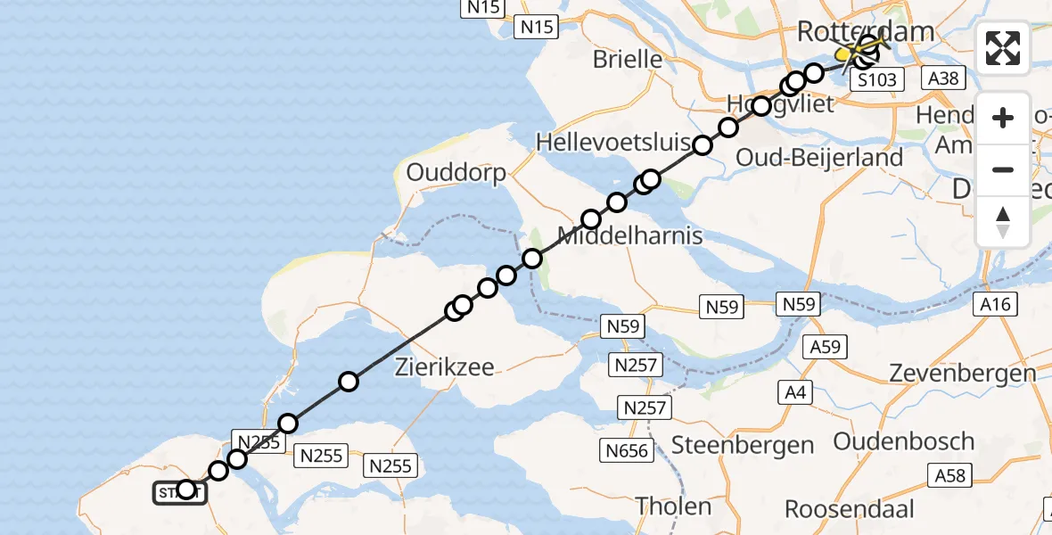 Routekaart van de vlucht: Lifeliner 2 naar Erasmus MC