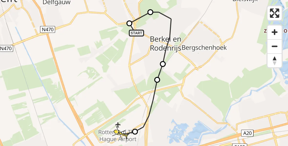 Routekaart van de vlucht: Lifeliner 2 naar Rotterdam The Hague Airport