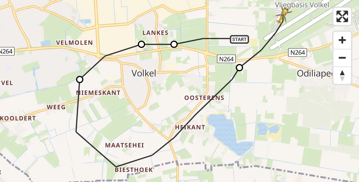 Vluchtroute Traumahelikopter Vliegbasis Volkel - Vliegbasis Volkel, 18 september 2022, 18:22