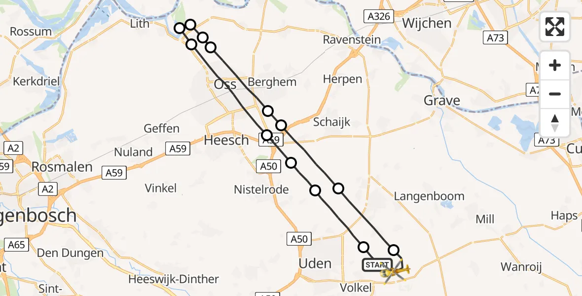 Vluchtroute Traumahelikopter Vliegbasis Volkel - Vliegbasis Volkel, 19 september 2022, 07:12
