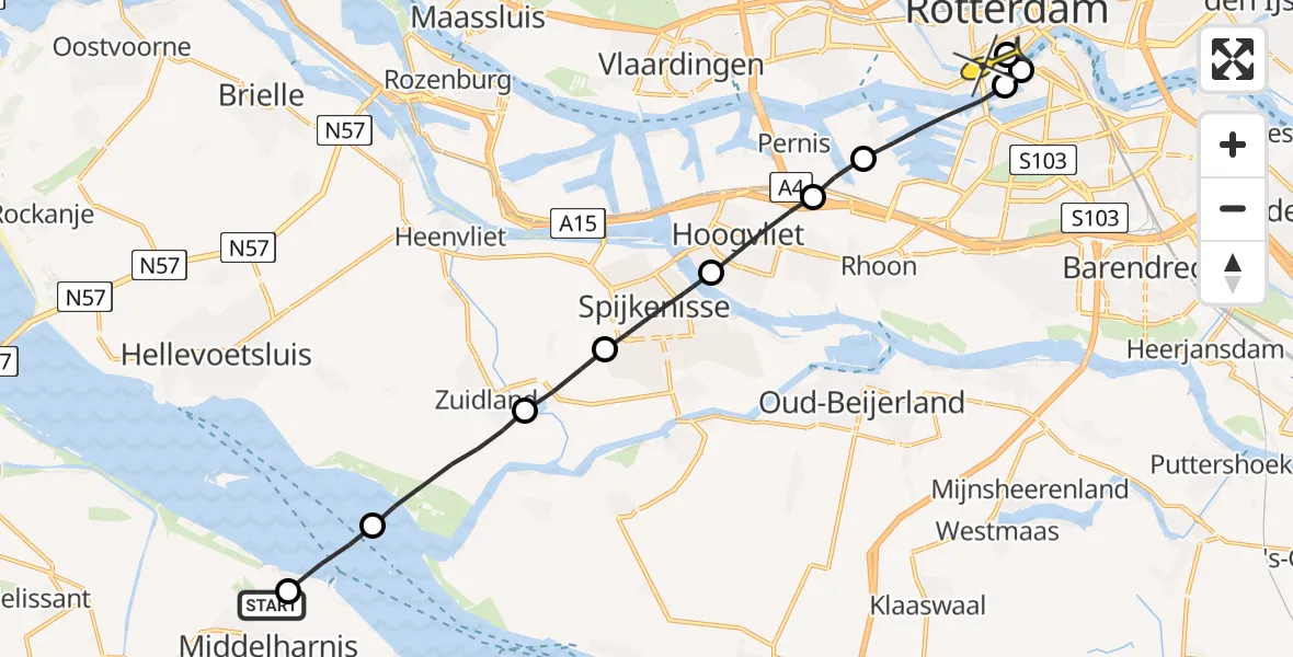 Routekaart van de vlucht: Lifeliner 2 naar Erasmus MC