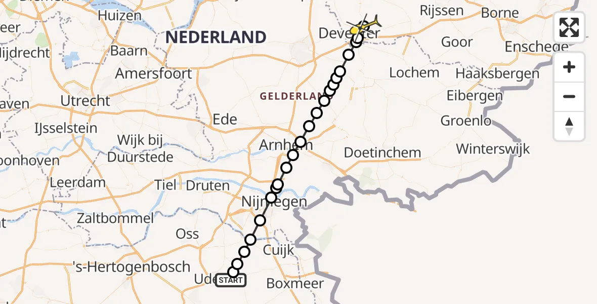 Routekaart van de vlucht: Lifeliner 3 naar Schalkhaar