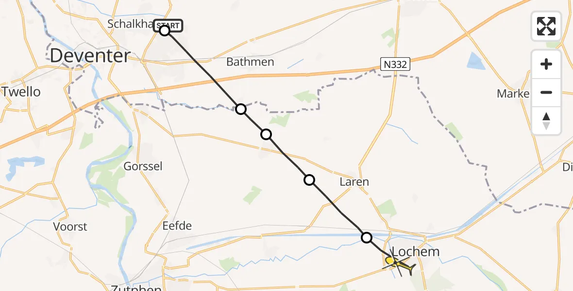 Routekaart van de vlucht: Lifeliner 3 naar Lochem