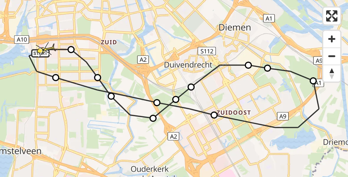 Routekaart van de vlucht: Lifeliner 1 naar VU Medisch Centrum Amsterdam