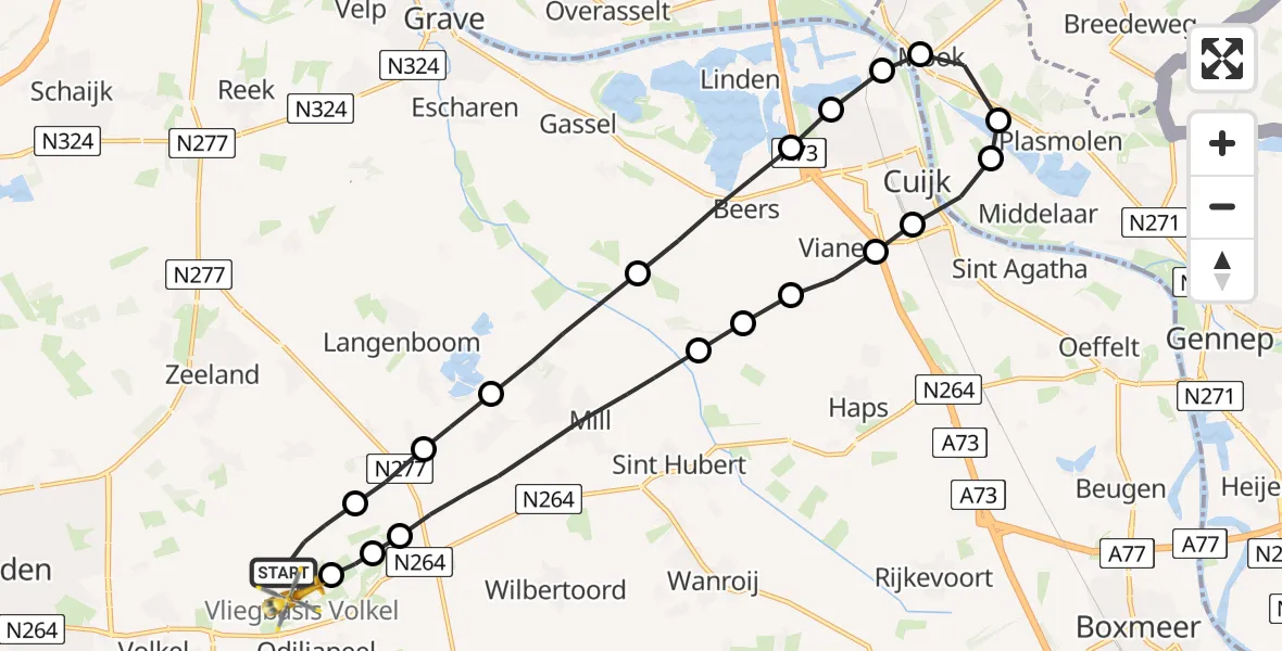 Vluchtroute Traumahelikopter Vliegbasis Volkel - Vliegbasis Volkel, 19 september 2022, 18:00
