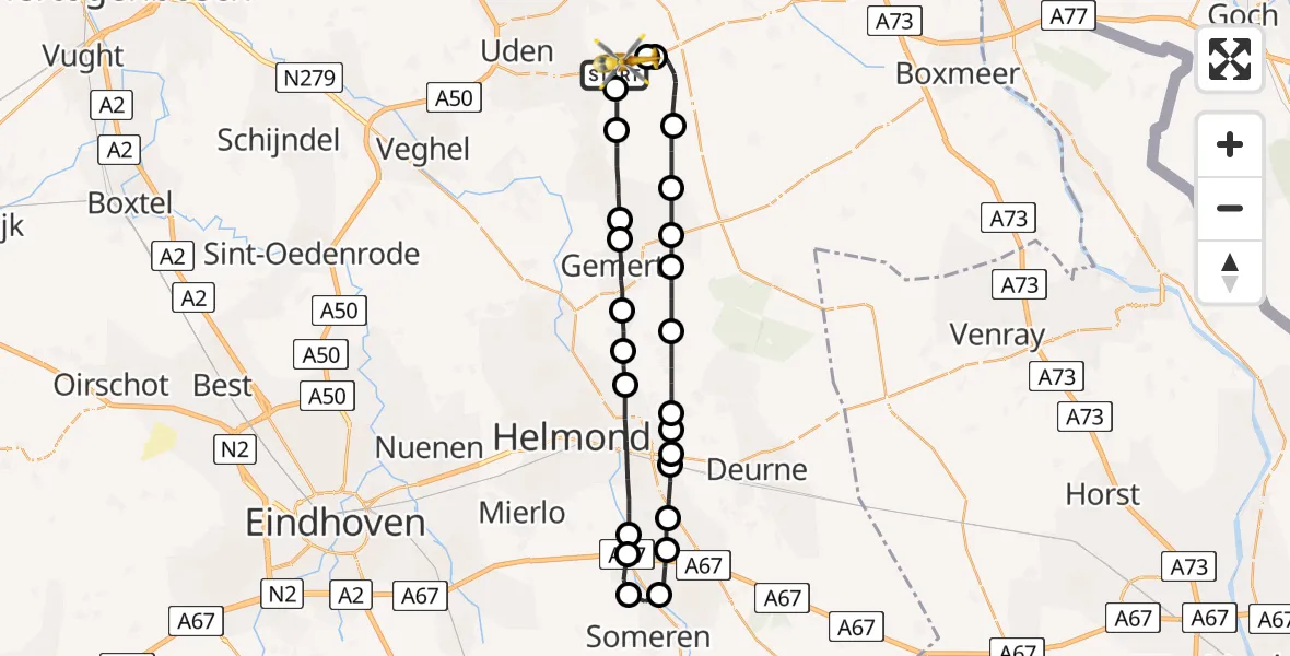 Vluchtroute Traumahelikopter Vliegbasis Volkel - Vliegbasis Volkel, 19 september 2022, 19:31