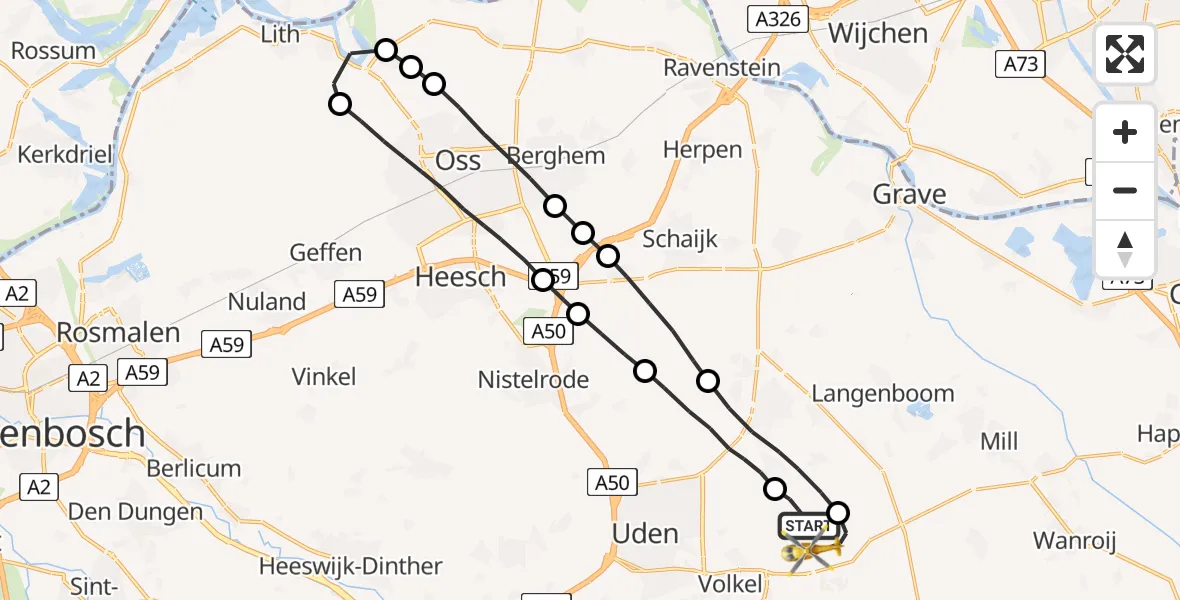 Vluchtroute Traumahelikopter Vliegbasis Volkel - Vliegbasis Volkel, 19 september 2022, 21:08