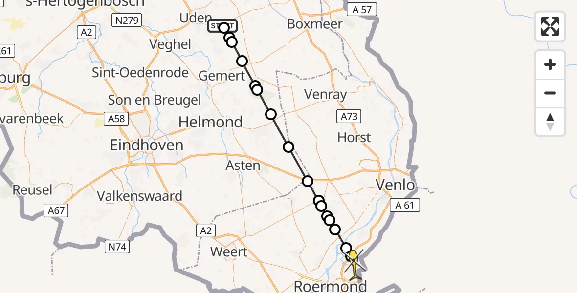 Routekaart van de vlucht: Lifeliner 3 naar Swalmen