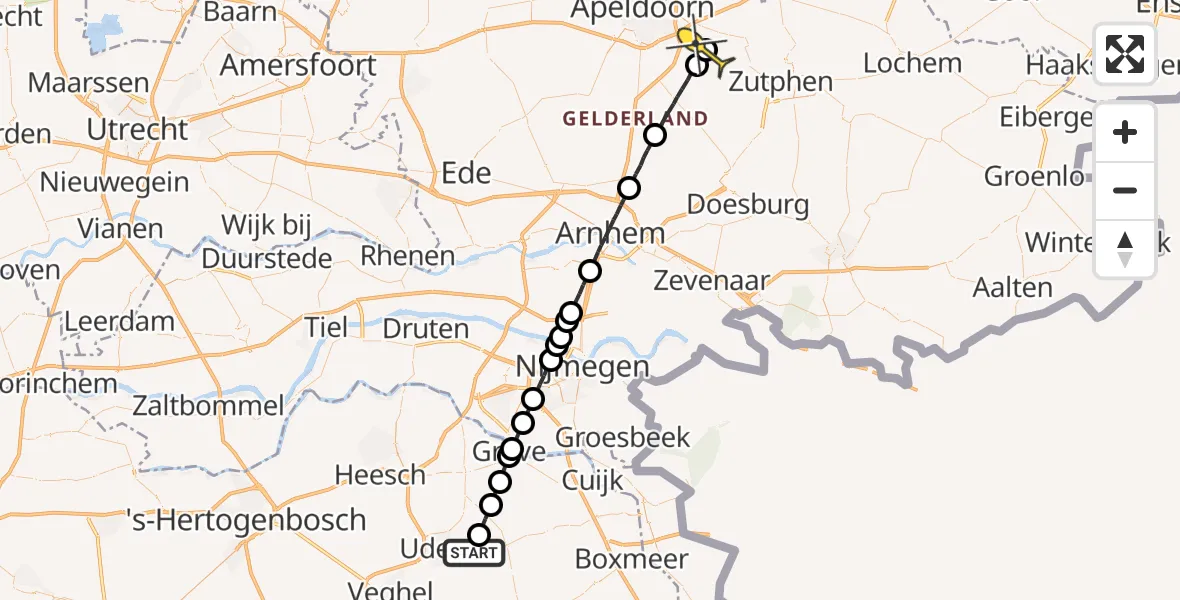 Routekaart van de vlucht: Lifeliner 3 naar Klarenbeek