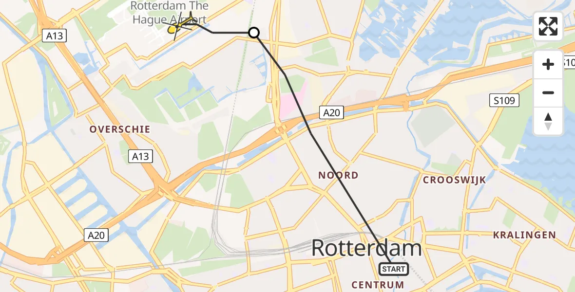 Routekaart van de vlucht: Lifeliner 2 naar Rotterdam The Hague Airport