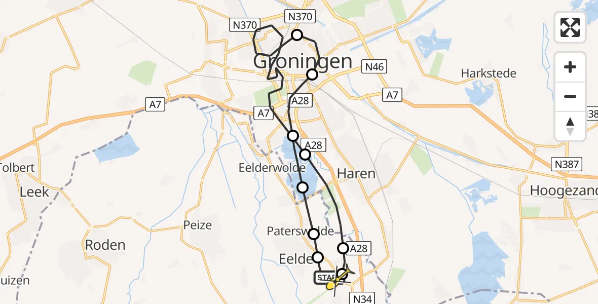 Routekaart van de vlucht: Lifeliner 4 naar Groningen Airport Eelde